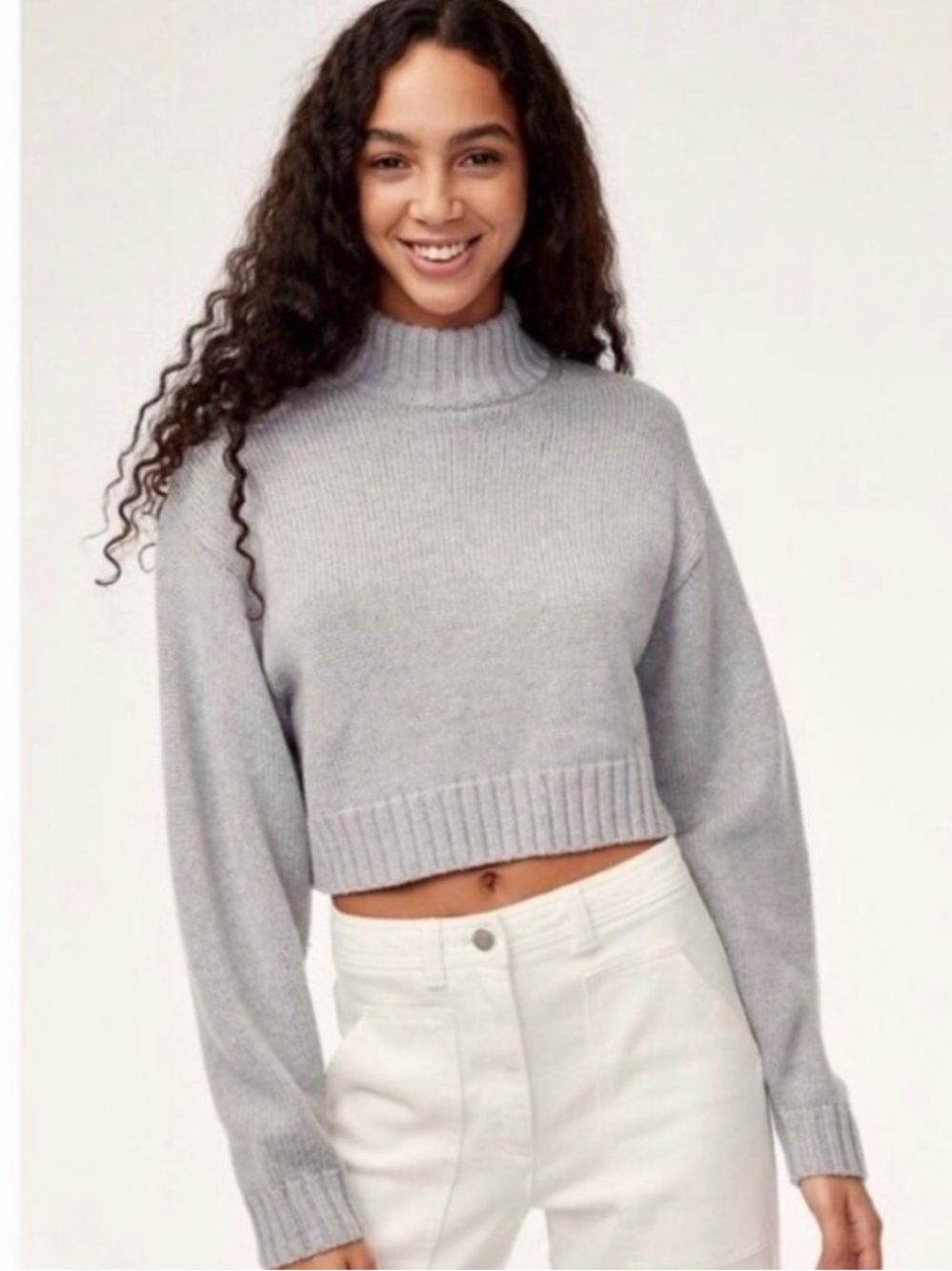 Wilfred Free Corteta Mock Neck Cropped Chenille Sweater